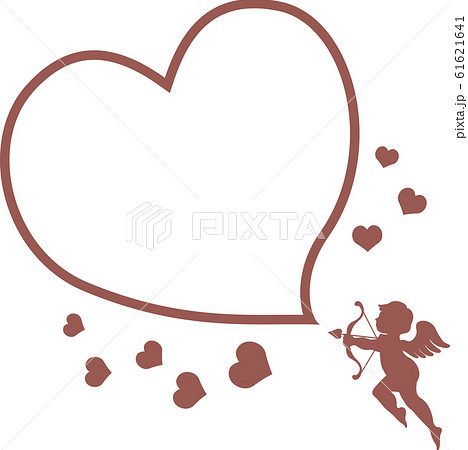 バレンタイン メッセージ ギフト ハート キューピッド コピースペース シルエットのイラスト素材