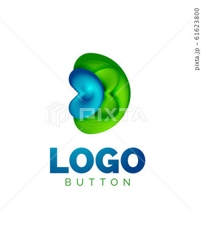 Abstract round shape logo template. Minimal geometrical design, 3d geometric bold symbol in relief style with color blend steps effect. Vector Illustration 61623800