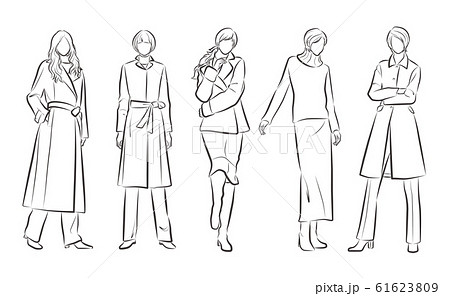 女性のファッションイラストのイラスト素材