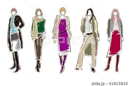 女性のファッションイラスト 女性のファッションイラスト 61623810