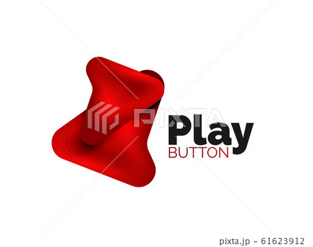 Arrow logo template. Or play or download button logotype template. Minimal geometrical design, 3d geometric bold symbol in relief style with color blend steps effect. Vector Illustration 61623912