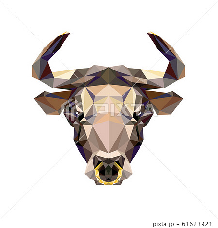 Polygonal linear portrait of a bull. Stock market bull. 61623921
