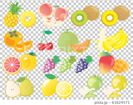 設置插圖的菠蘿，梨，葡萄和瓜果 61624571