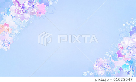 背景 和風 和柄 和 和紙 桜 ブルーのイラスト素材