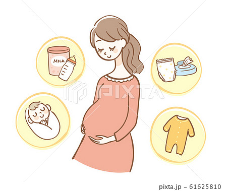 Maternity preparation maternity baby goods - Stock Illustration