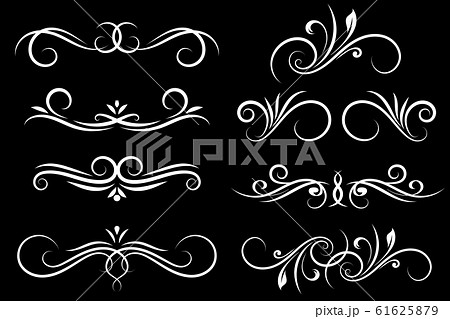 Vintage floral dividers. Ornamental decorations on black background 61625879