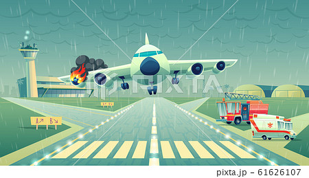 Mayday Landing Plane On Strip Accidentのイラスト素材