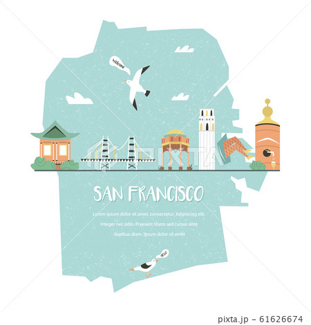 San Francisco Tourist poster with icons, symbols 61626674
