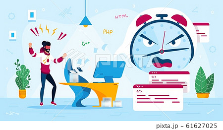 Stress at Office Work Trendy Flat Vector Concept 61627025