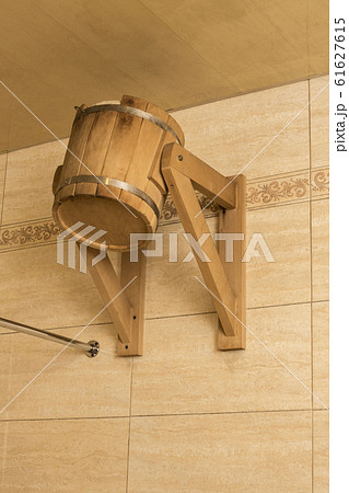 Wooden bucket for russian bathhouse. 61627615