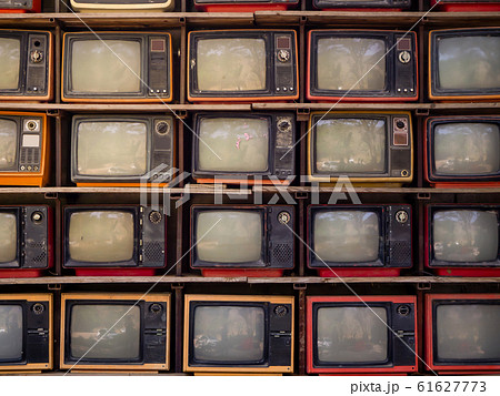 The Pattern wall of pile old retro TV background 61627773