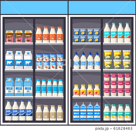 Shopping cart with products. Supermarket 61628463