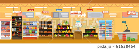 Shopping cart with products. Supermarket Shopping cart with products. Supermarket 61628464