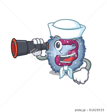 Neutrophil cell cartoon happy Sailor style with binocular Neutrophil cell cartoon happy Sailor style with binocular 61629535
