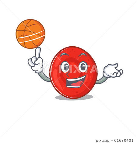 A mascot picture of erythrocyte cell cartoon character playing basketball 61630401