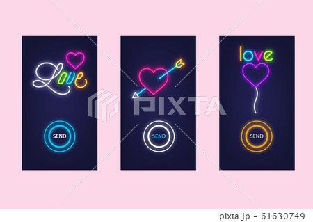 Love mobile app set with neon glow icons. Virtual Love mobile app set with neon glow icons. Virtual 61630749