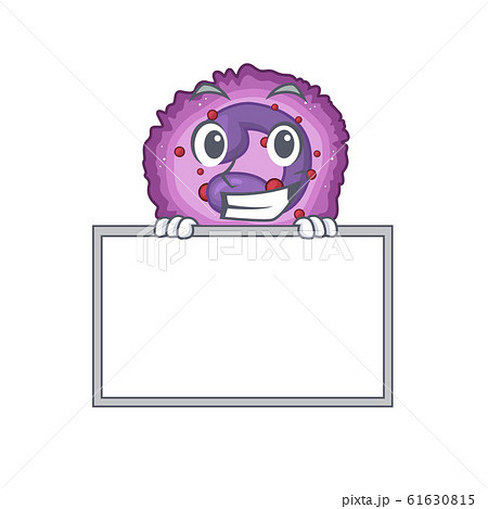 A cute picture of eosinophil cell grinning with board 61630815