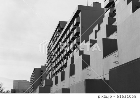 川崎にある1970年代に建てられたモダンなデザイン河原町団地の風景 61631058