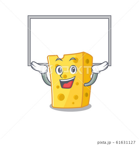 A mascot picture of emmental cheese raised up board 61631127