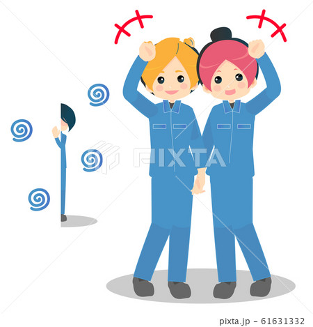 工場仲良しの二人とのイラスト素材