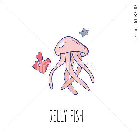 Jelly fish vector illustration with corals. 61632282