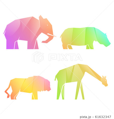 Set of gradient african animals in different poses Set of gradient african animals in different poses 61632347