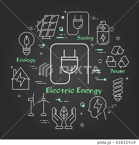 Vector black linear banner of electric plug as energy sign Vector black linear banner of electric plug as energy sign 61632419