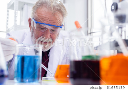 Scientist senior test sample chemical glass plate 61635139