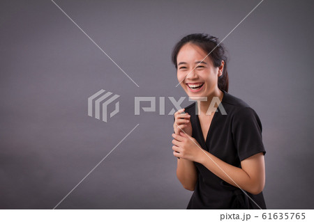 portrait of asian woman, happy face expression 61635765