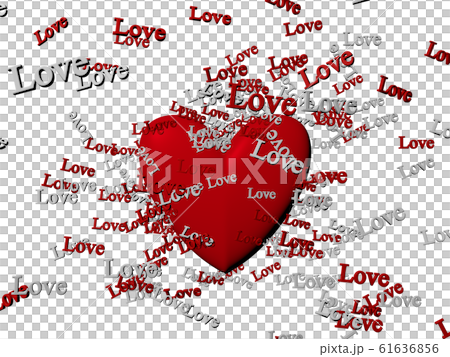 CG of red heart figure and red and white words "Love" floating around it CG of red heart figure and red and white words "Love" floating around it 61636856