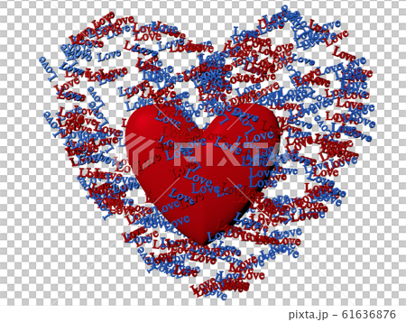 CG of Red Heart and Words Love 61636876