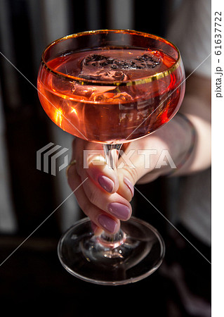 Cocktail with ice. The cuisine of Tel Aviv. 61637722