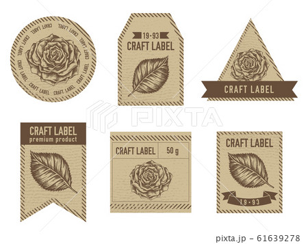 Craft labels vintage design with illustration of roses 61639278