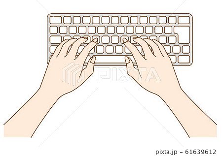 パソコンのキーボードを打つ女性の手元のイラスト素材