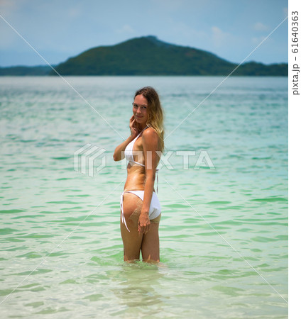 Young slim beautiful girl stay and posing in the 61640363