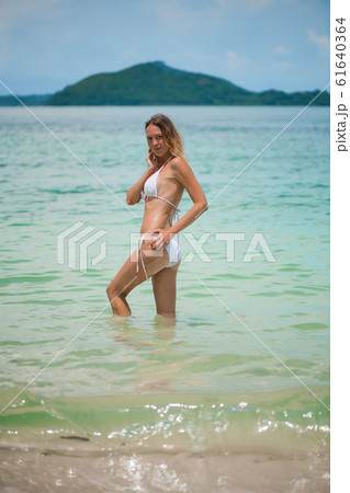 Young slim beautiful girl stay and posing in the 61640364