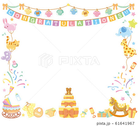 お祝いフレーム Baby のイラスト素材 61641967 Pixta