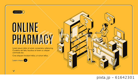 Online pharmacy isometric web banner. Healthcare 61642301
