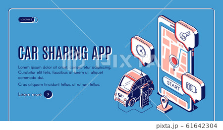 Car sharing app service isometric landing page 61642304