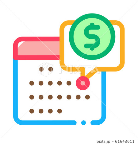 Calendar Coin Icon Vector Outline Illustrationのイラスト素材 [61643611] - PIXTA