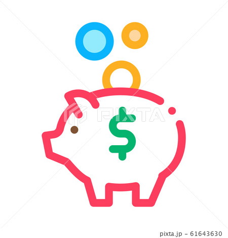 Pig Money Box Icon Vector Outline Illustration Pig Money Box Icon Vector Outline Illustration 61643630