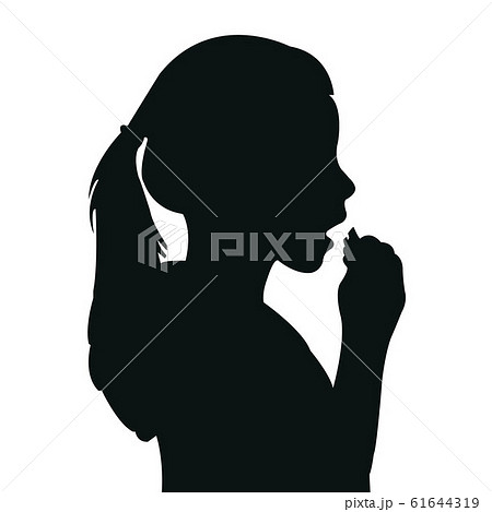 hungry girl eating food, silhouette vector 61644319