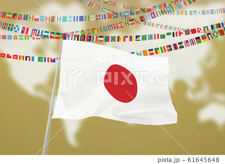 日本国旗と世界国旗のガーランド 日本国旗と世界国旗のガーランド 61645648