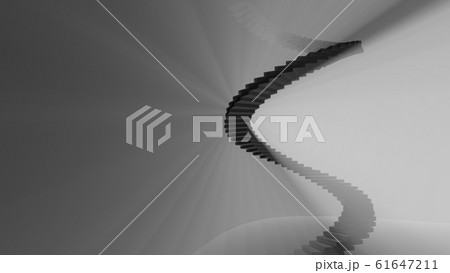 high spiral staircase in an abstract space illuminated with bright light voluminous particles. side view 3d illustration. Concept of Success Climbing and Finding Yourself high spiral staircase in an abstract space illuminated with bright light voluminous particles. side view 3d illustration. Concept of Success Climbing and Finding Yourself 61647211