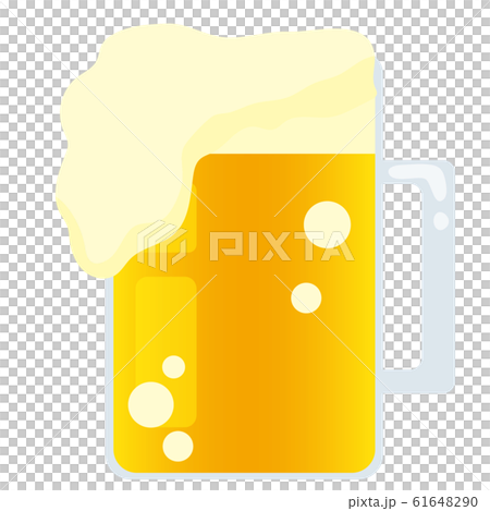 ジョッキから泡が溢れているビールのイラスト素材
