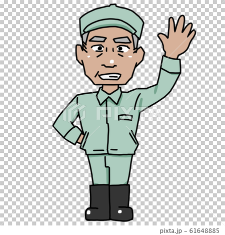 曬黑的爺爺穿著工作服 曬黑的爺爺穿著工作服 61648885