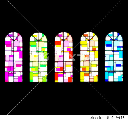 ステンドグラスと暗い部屋のイラスト素材