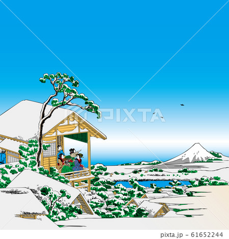 葛飾北斎イメージ礫川雪ノ旦明るいバージョン正方形 61652244