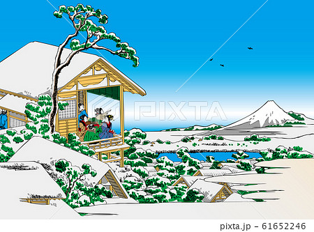 葛飾北斎イメージ礫川雪ノ旦明るいバージョン 葛飾北斎イメージ礫川雪ノ旦明るいバージョン 61652246