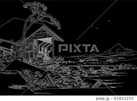 葛飾北斎イメージ礫川雪ノ旦線反転 61652255